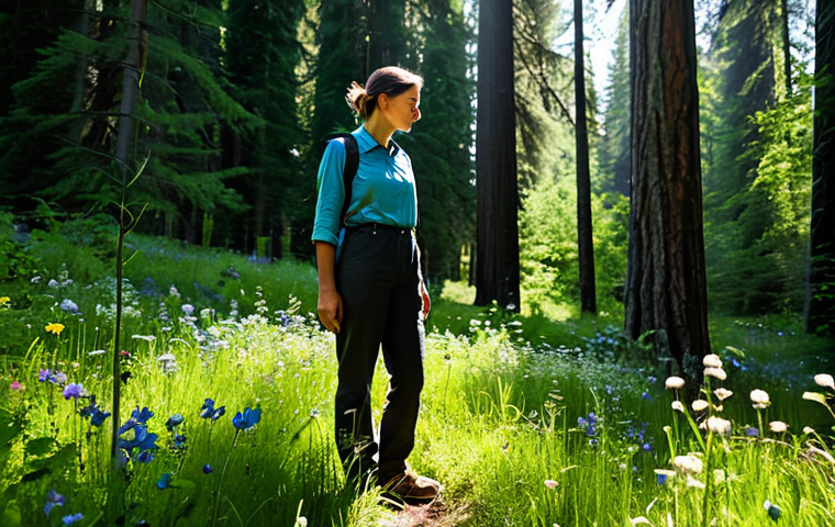 Tranquil Forest Retreat**
"A woman in a fully clothed, modest hiking outfit stands peacefully in a sun-dappled forest clearing. She is surrounded by tall trees, lush greenery, and wildflowers. The scene evokes a sense of calm and well-being. Safe for work, appropriate content, fully clothed, professional photography, perfect anatomy, correct proportions, natural pose, high quality, serene atmosphere."
**